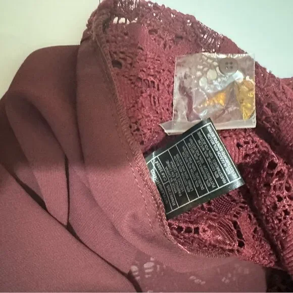 BB Dakota 'Patti' Guipure Lace Sleeveless Blouse in Bordeaux, S NWOT - Picture 11 of 11